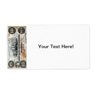 Etiqueta Nota de 1860 Dólar da Carolina do Sul