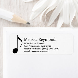 Etiqueta Nota de Música e Nome do Músico preto e branco