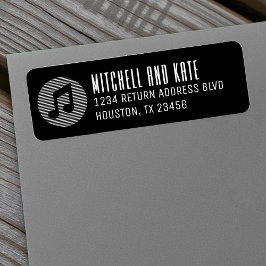 Etiqueta Nota de Música Endereço Preto e Branco