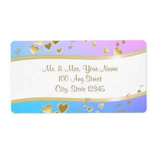 Etiqueta Notas de música e Dourados corações