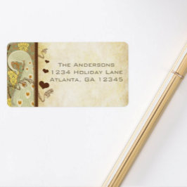 Etiqueta Notas Musicais de Peacock Amarelo de Vintage