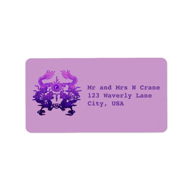 Etiqueta NOVO ANO CHINÊS Dragões Roxos (Frente)