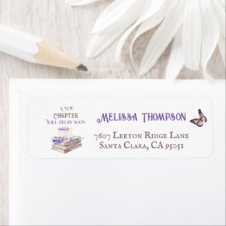 Etiqueta Novo Capítulo Começa Logo Livros de Lavanda Chá de