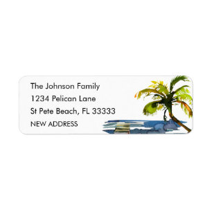 Etiqueta Novo Endereço de Devolução da Árvore Palm da Home
