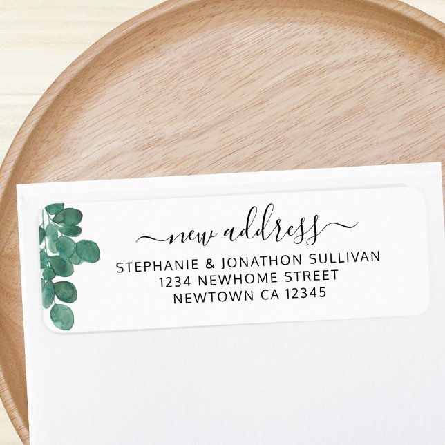 Etiqueta Novo endereço Eucalyptus Greenery Endereço de devo (Criador carregado)