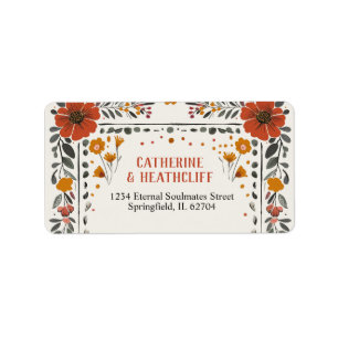 Etiqueta Número de Mesa Floral Boho Letterpress Casamento