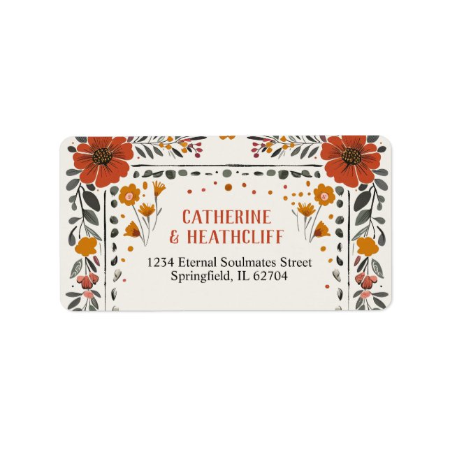 Etiqueta Número de Mesa Floral Boho Letterpress Casamento (Frente)