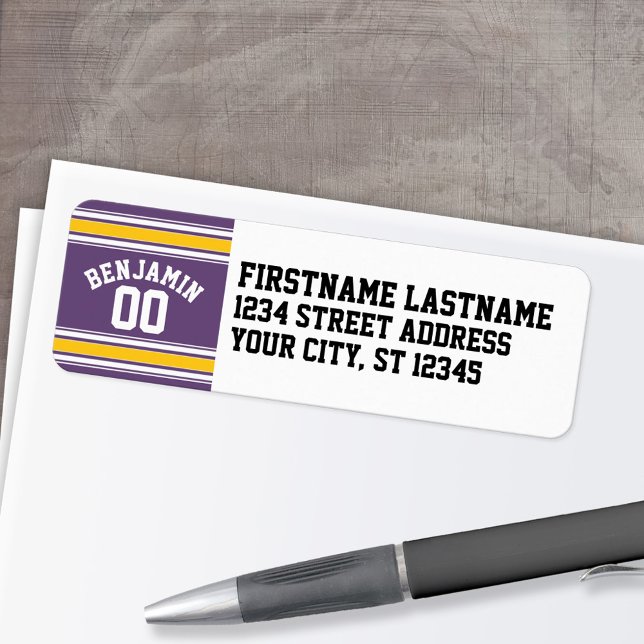 Etiqueta Número de Nome Personalizado de Strike de Jersey A (Personalized Return Address Label)