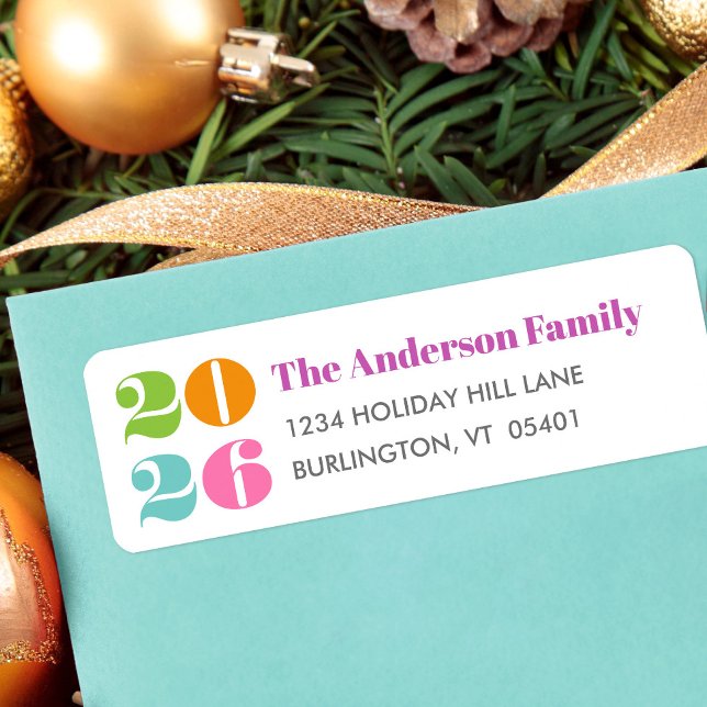 Etiqueta Número Personalizado Ano Novo Nome Moderno Negrito (Criador carregado)