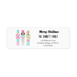 Etiqueta Nutcracker Pastel Merry Christmas Typography