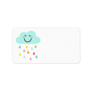 Etiqueta Nuvem feliz bonito com vazio colorido dos pingos