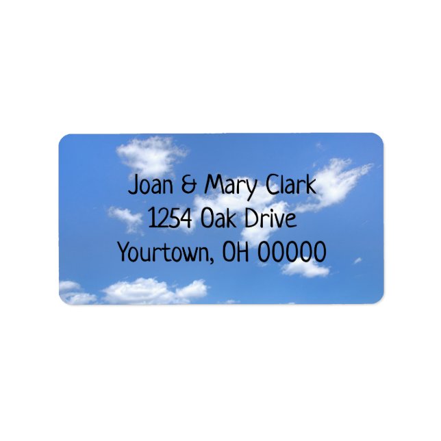 Etiqueta nuvens fofinhas no céu de verão (Frente)