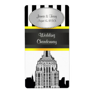 Etiqueta NY City Etch Skyline BW Strik Yel P Wine Label