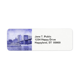 Etiqueta NYC Skyline Brooklyn Bridge Boat Etch Look #2