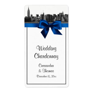 Etiqueta NYC Wide Skyline Enchida BW Royal Blue Wine Label