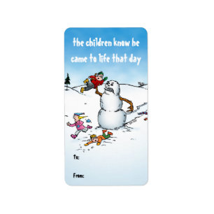 Etiqueta O Assassino Snowman Engraçado Cartoon Gift Labels