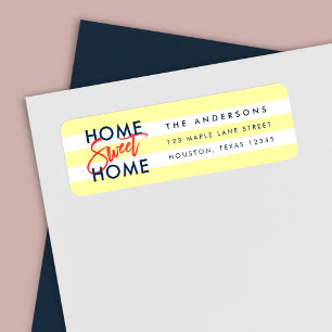 Etiqueta O branco amarelo Pastel listra a casa doce Home