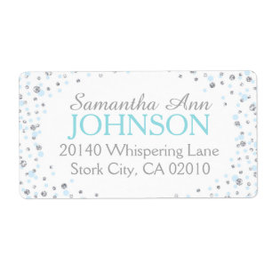 Etiqueta O brilho de prata e o ponto azul polvilham