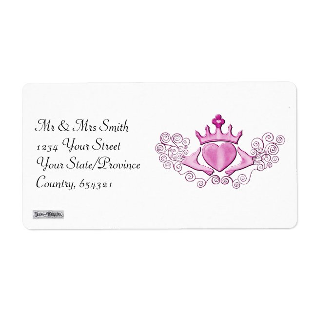 Etiqueta O Claddagh (Rosa) (Frente)