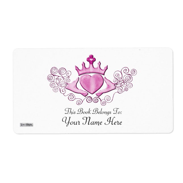 Etiqueta O Claddagh (Rosa) (Frente)