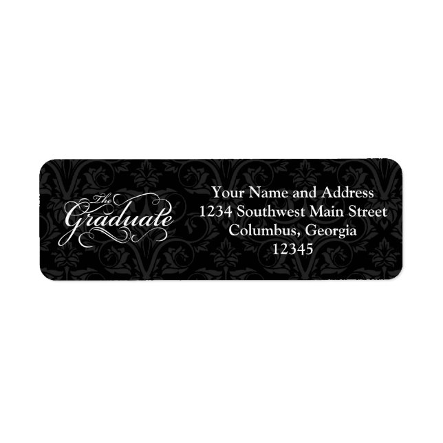 Etiqueta O Formando, preto elegante (Frente)