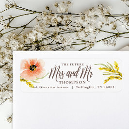 Etiqueta O Futuro Romântico Sra. Wildflower Watercolor Retu