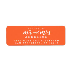 Etiqueta O futuro Sr. Bright Orange Wedding Endereço de Re