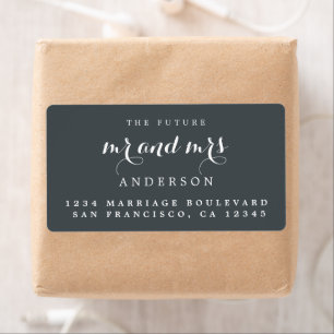Etiqueta O futuro Sr. Chic Script Wedding Endereço de Regr