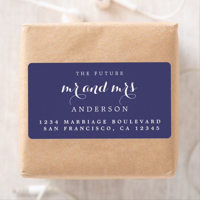 Etiqueta O futuro Sr. Chic Script Wedding Endereço de Regre (Insitu)