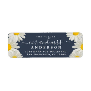 Etiqueta O futuro Sr. Daisies Blue Wedding Return Endereço