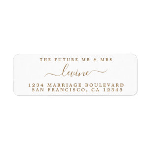 Etiqueta O futuro Sr. Dourado Script Wedding Endereço de Re