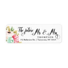 Etiqueta O Futuro Sr. Peony Rosa Pastel WaterColor