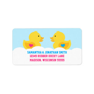 Etiqueta O género cor-de-rosa ou azul Ducky de borracha
