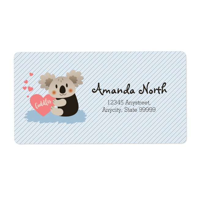 Etiqueta O Koala bonito afaga ID386 (Frente)