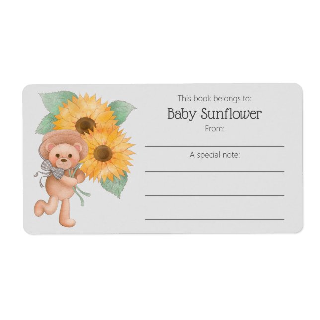 Etiqueta O Livro Do Urso De Girassol Pertence À Placa (Frente)