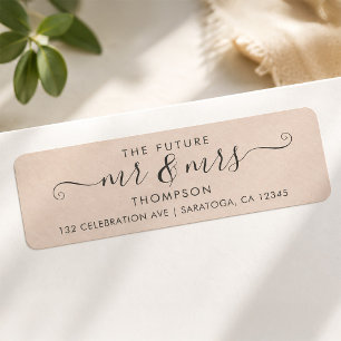 Etiqueta O moderno script Chic Future MR e a Sra. Blush Pin