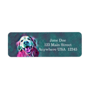 Etiqueta O néon do golden retriever colore o nome feito so