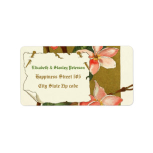 Etiqueta O oleander cor-de-rosa do vintage floresce a