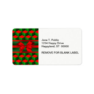 Etiqueta O olhar 3D vermelho & verde cuba o Natal da fita
