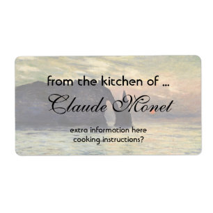 Etiqueta O Penhasco, Etretat, Pôr do Sol por Claude Monet