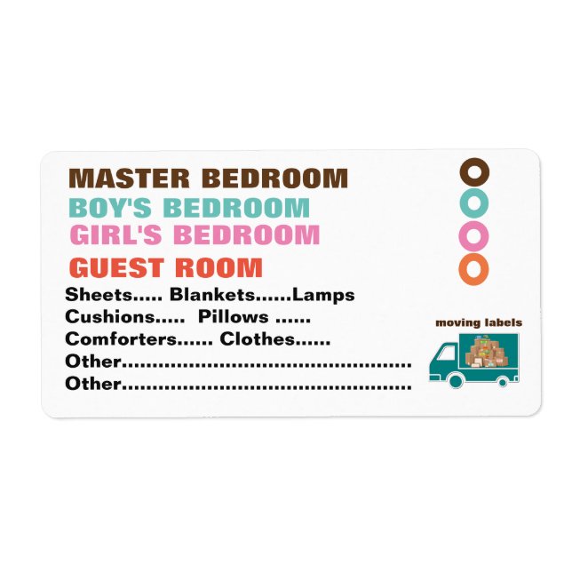 Etiqueta O que há na caixa?- Rótulos móveis - Quarto (Frente)