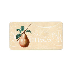 Etiqueta O ramo w da fruta da pera dos 1800s do vintage sae