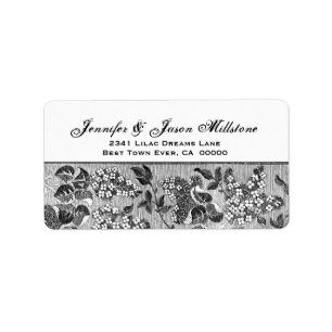 Etiqueta O vintage de prata e branco floresce o casamento