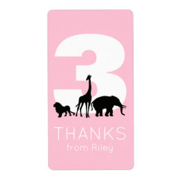 Etiqueta Obrigado cor-de-rosa com festa de aniversário de z