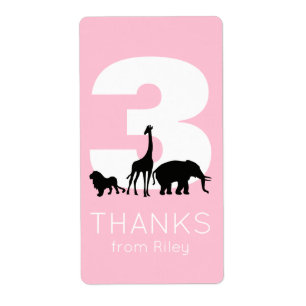 Etiqueta Obrigado cor-de-rosa com festa de aniversário de z