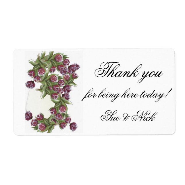 Etiqueta obrigado de buquê rosas a seu favor (Frente)