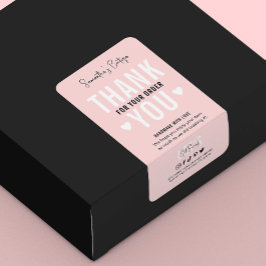 Etiqueta Obrigado por comprar logotipo moderno rosa de envi