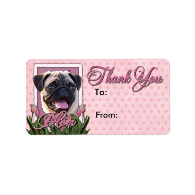 Etiqueta Obrigado - Tulipas Rosa - Pug (Frente)
