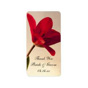 Etiqueta Obrigado vermelho elegante do casamento da tulipa