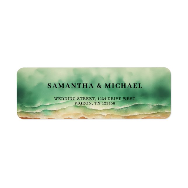 Etiqueta Ocean Sand Beach Wedding Address (Frente)